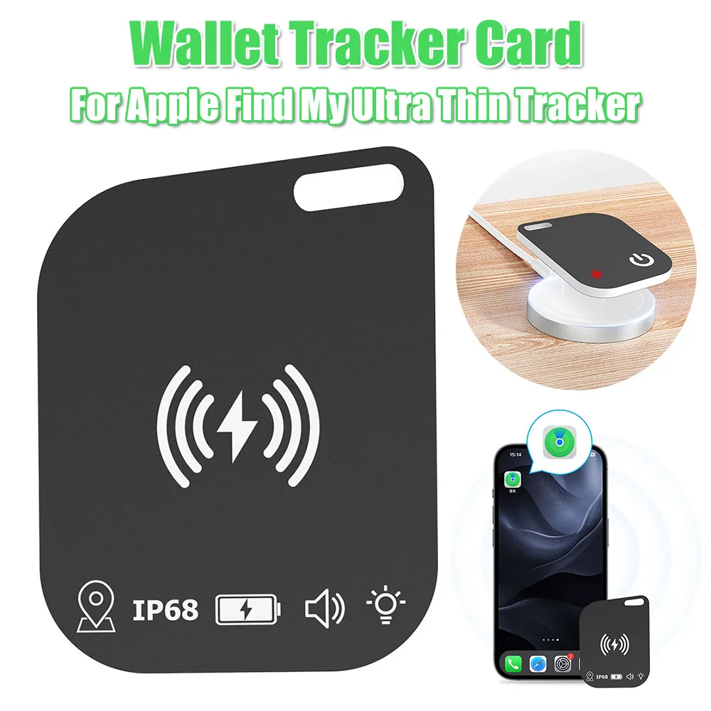 

IPX68 Waterproof Wireless Charging Wallet Tracker Card Works for Apple Find My Ultra Slim Tracking Card Item Card Finder