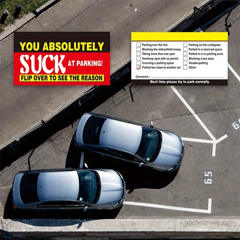 50 قطعة بطاقات ركن السيارة السيئة مع سبب انتهاك متعدد بطاقة ركن السيارة المؤقتة مضحك وقوف السيارات انتهاك تذكرة الملحقات الداخلية