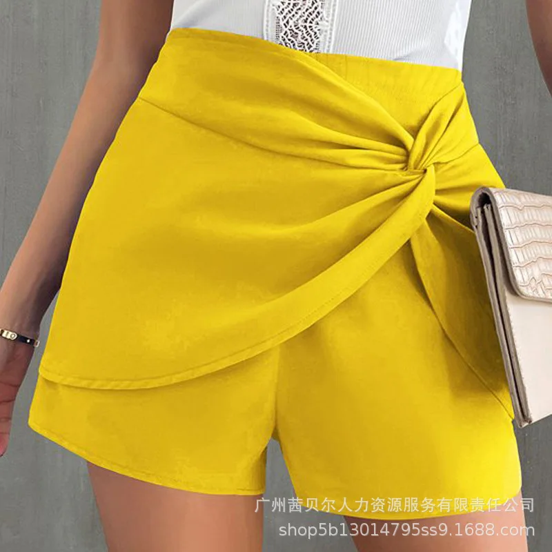 

2023 Summer Shorts Women's Fashion Loose Solid Color Shorts Women's Casual Elastic High Waist Straight Shorts