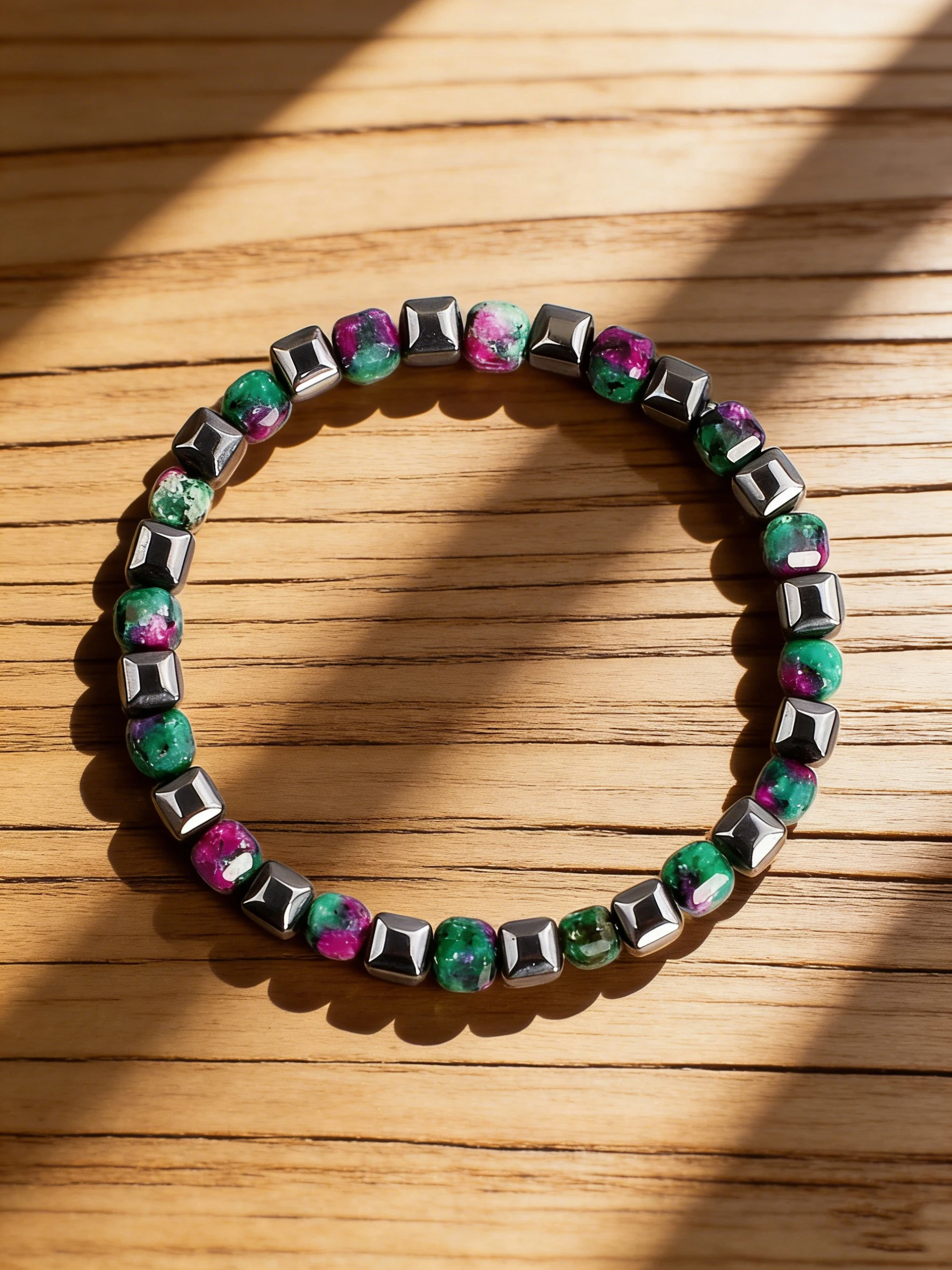 

6mm Natural Stone Beaded Bracelet Epidote Hematite Faceted Cube Beads Healing Energy Reiki Charm Fashion Spiritual Jewelry Gift