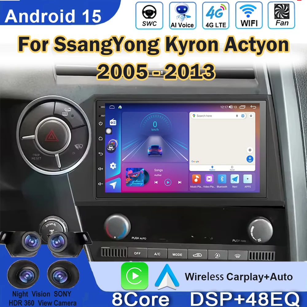 

7inch Car Raido Android For SsangYong Kyron Actyon 2005 - 2013 Carplay Auto Video Player Multimedia 4G WIFI AutoRadio 2din DVD