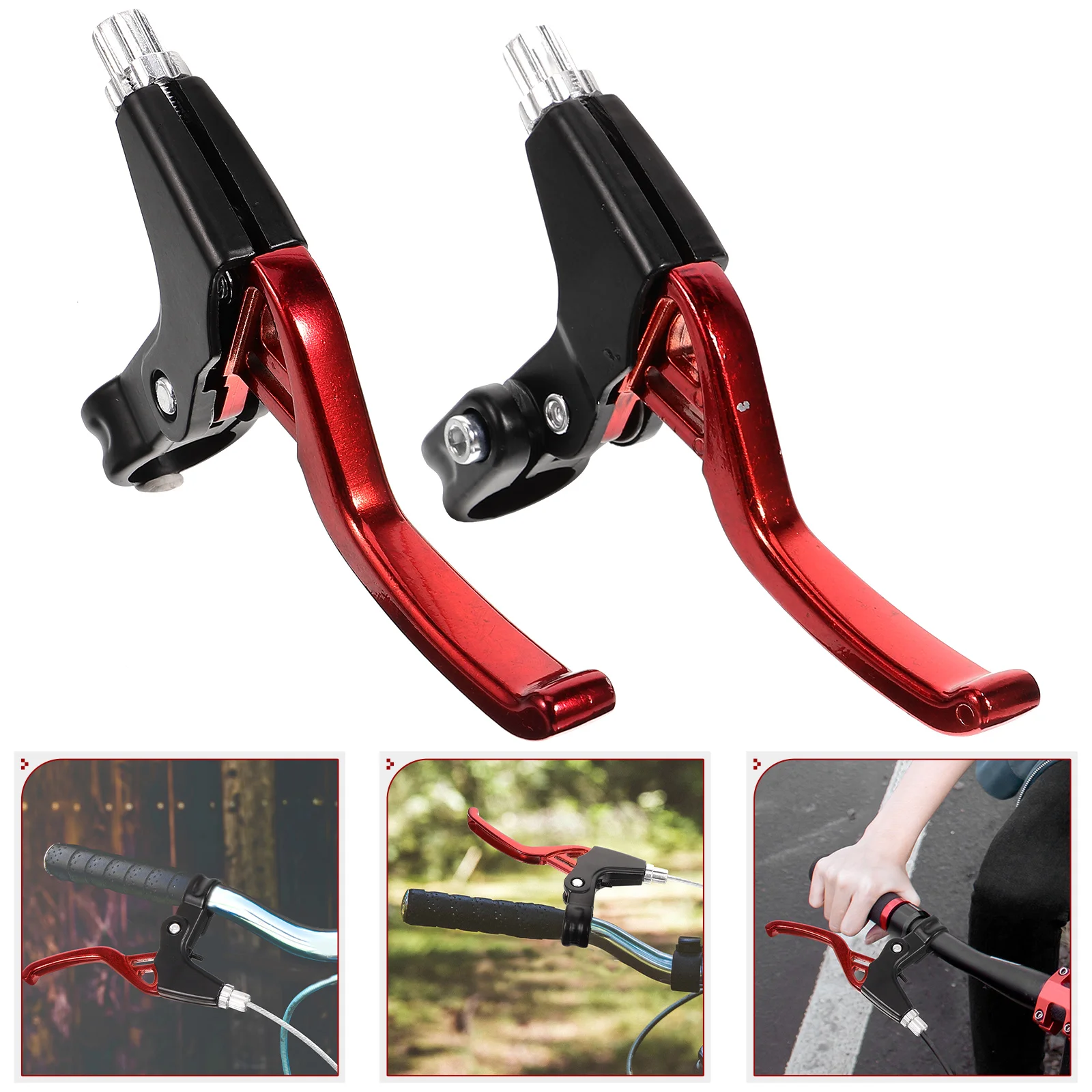 Bicycle Speed Racing All-aluminum Brake Handle Pair (red) 2pcs Metal Bike Levers Bikes