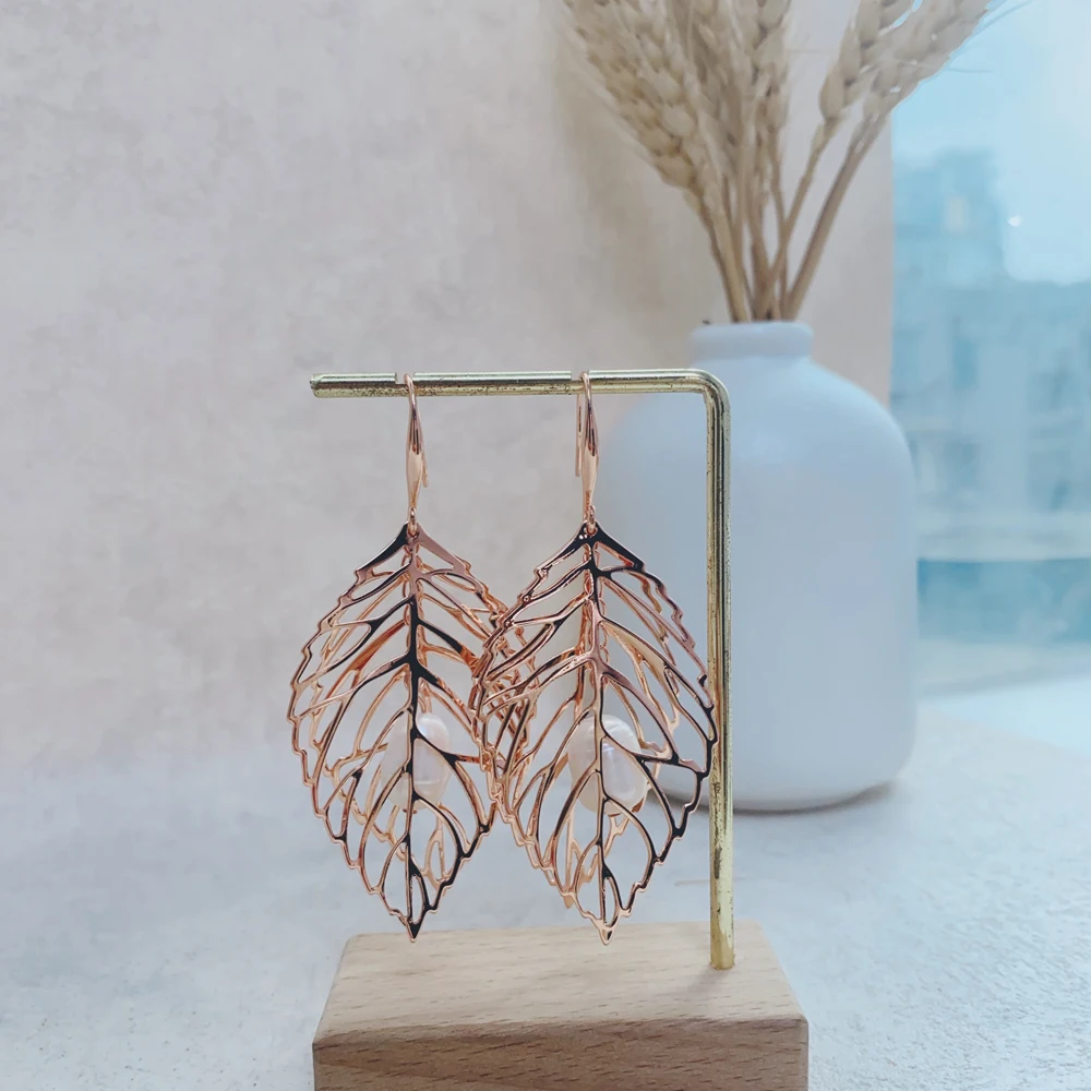 

High Quality 18K Gold Plated Brass Leaf Fashion Earrings Stylish Wholesale Earrings for Every Occasion