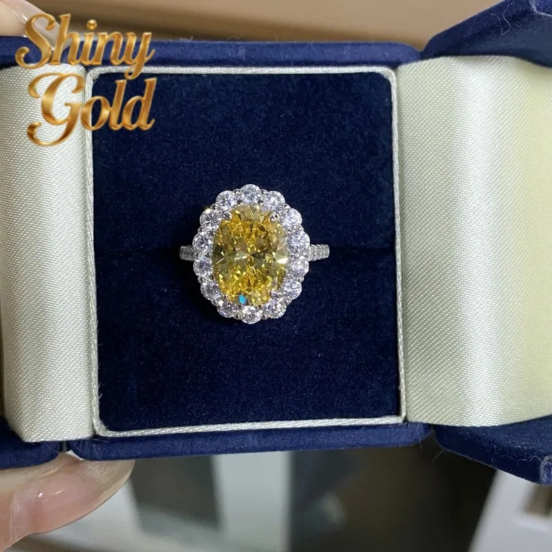 

ShinyGold Luxury Solid Platinum PT950 Women's Moissanite Diamond Ring Full Diamond Pigeon Egg Red Diamond Ring