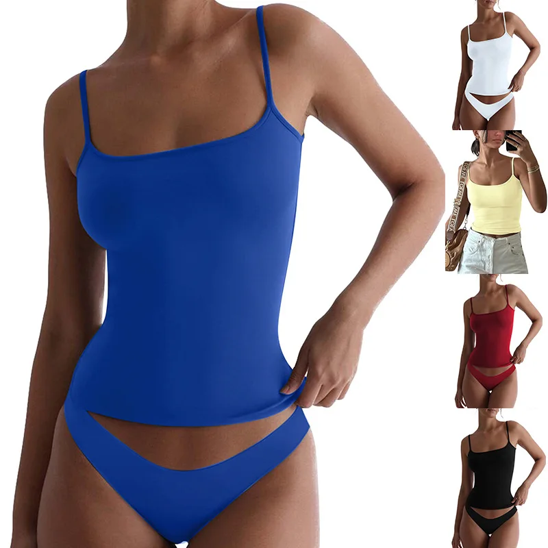 

Повседневный однотонный топ-майка в стиле Y2K, модный базовый топ с ребристой отделкой, универсальная летняя эластичная майка без рукавов для женщин