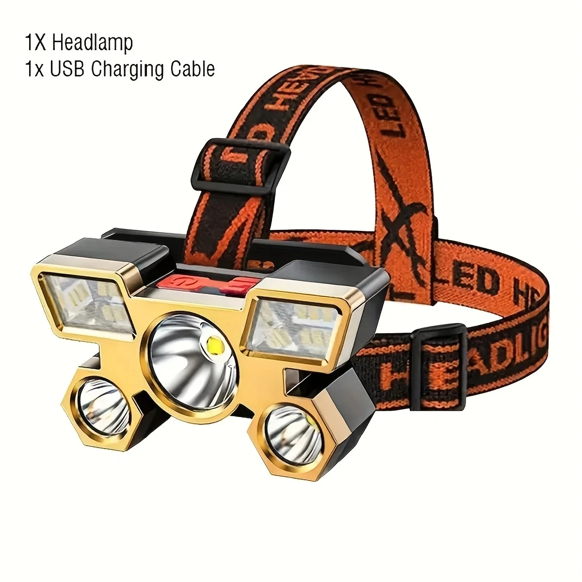 1pc-Five head strong light rechargeable fishing headlights - ultra bright long-distance lighting