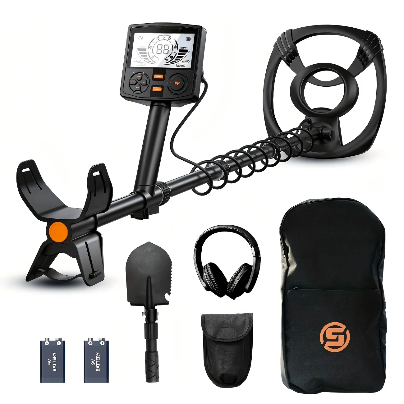 SUNPOW Unterirdischer Metalldetektor-Set,10" IP68 Wasserdichte Spule,5 Modi Doppel-LCD Erwachsene Einstellbar,Gold erkennen,Strand Fluss Garten Schatzsuche