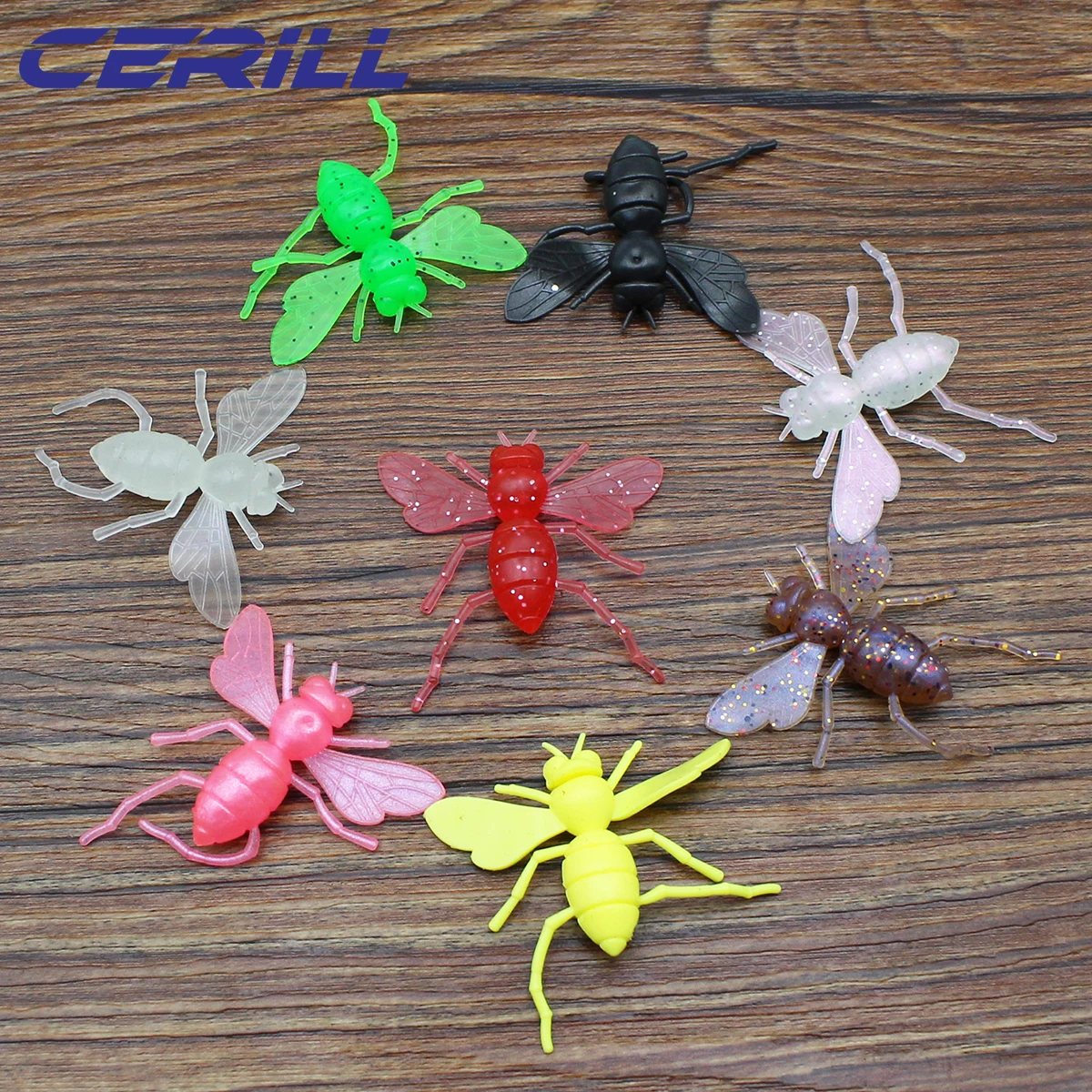 

Lot 20 Cerill 40 mm Glow Silicone Insect Fly VIvid Bee Worm Bait Soft Fishing Lure Sea Trout Bionic Carp Bass Artificial Tackle