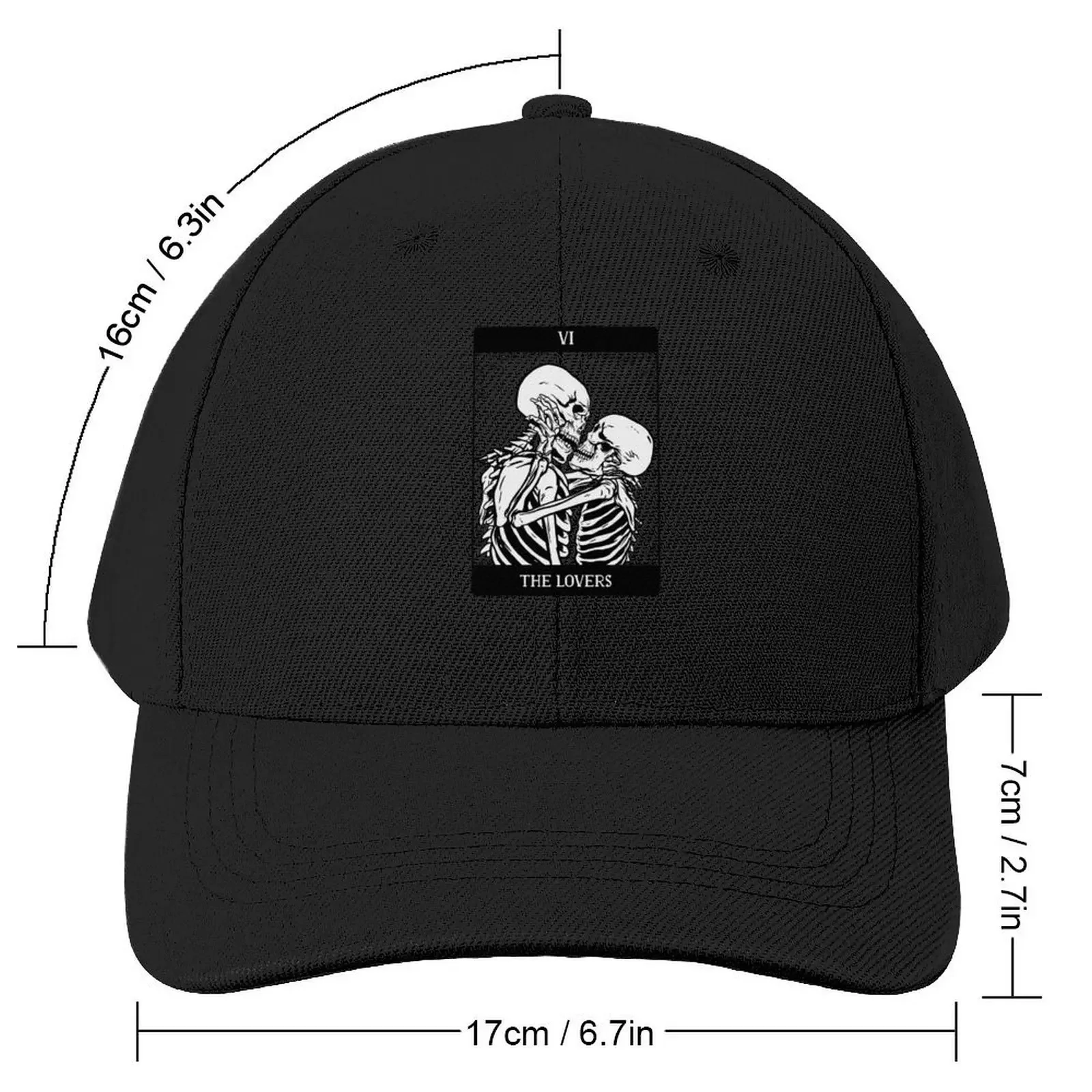 The Lovers Tarot Card Occult Gothic Skeleton Halloween Skull Baseball Cap summer hat funny hat Mens Hats Women's