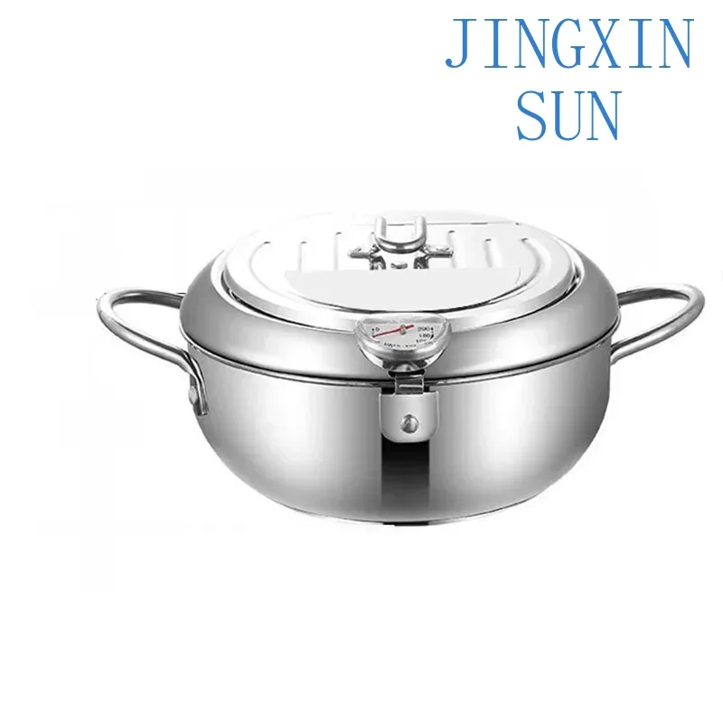 Household 220v 304 Stainless Steel Tempura Fryer Temperature Control Fried Chicken Fried Pan Cooking Tool Gas Electric Stove Uni