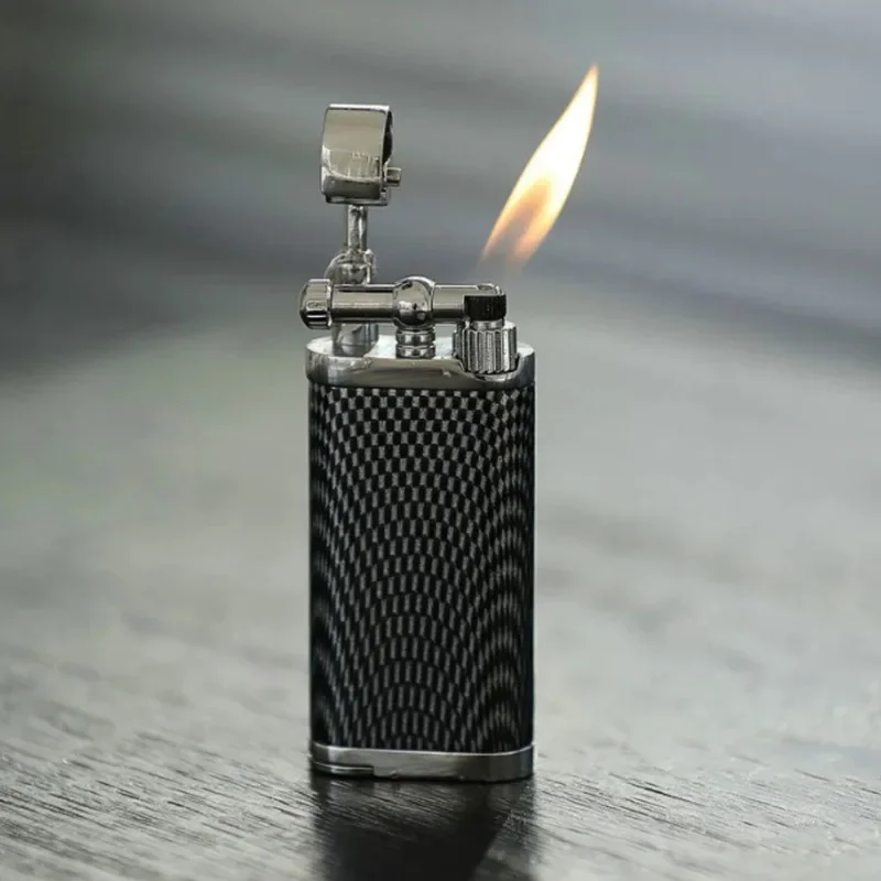 Vintage Metal Bright Ping Sound Butane Gas Lighters Inflatable Grinding Wheel Flint Tobacco Lighter Gadget for Men Gifts