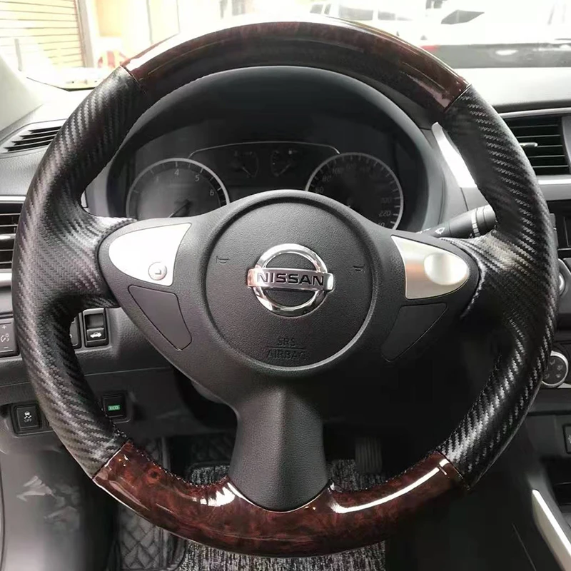 For Nissan Juke Maxima 370Z Sentra SV Hand Stitched Non-Slip Suede Car Steering Wheel Cover
