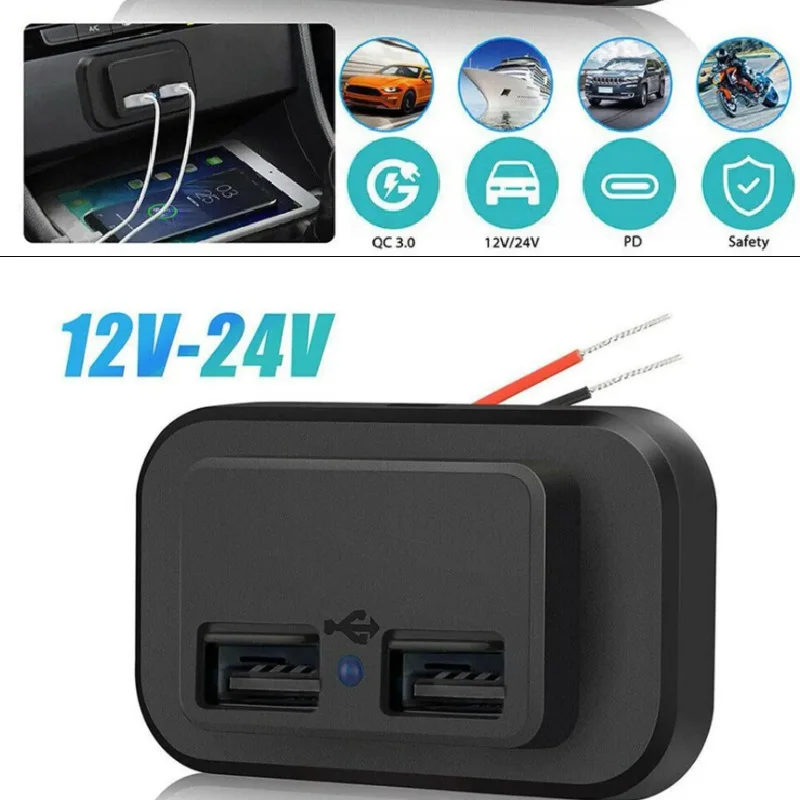 

Dual USB 12V Panel Car Charger Socket 4.8A 3.1A 12V/24V USB Charger Outlet Panel Power Adapter for Camper Caravan Accessories