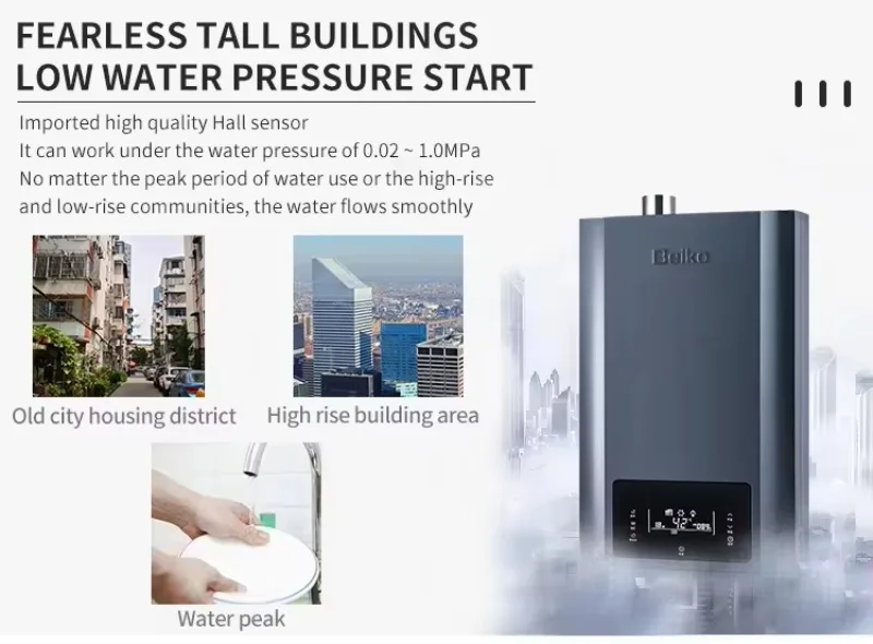 سخان غاز بدون خزان مثبت على الحائط سعة 24 لترًا من المصنع مباشرة، نظام تسخين سريع موفر للطاقة بقدرة 35 وات بجودة تجارية ( #6