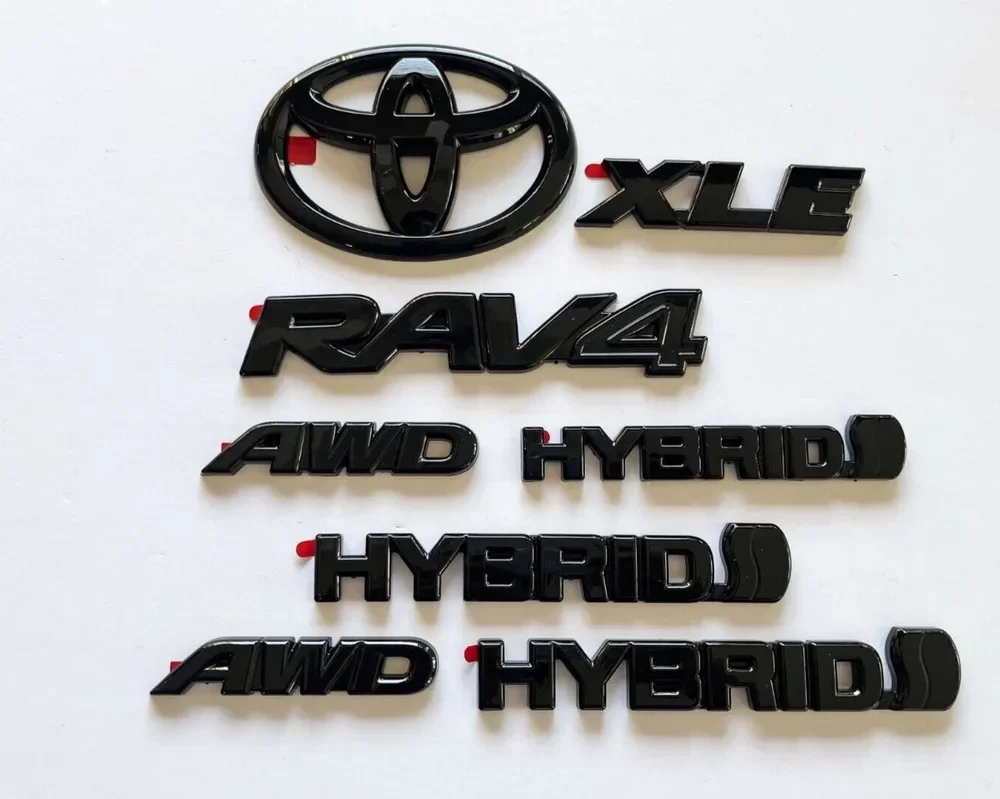 8 pièces de recouvrements ABS pour Toyota RAV4 XLE AWD 2019-2023, noir mat mélangé, pour emblème de voiture - accessoires auto