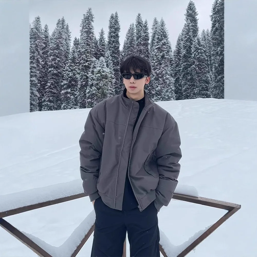 

Fashionable Men's Short Flight Jacket Spring Autumn Three-Proof Cotton Blend Baseball Coat Thickened Long Sleeve Stand Collar