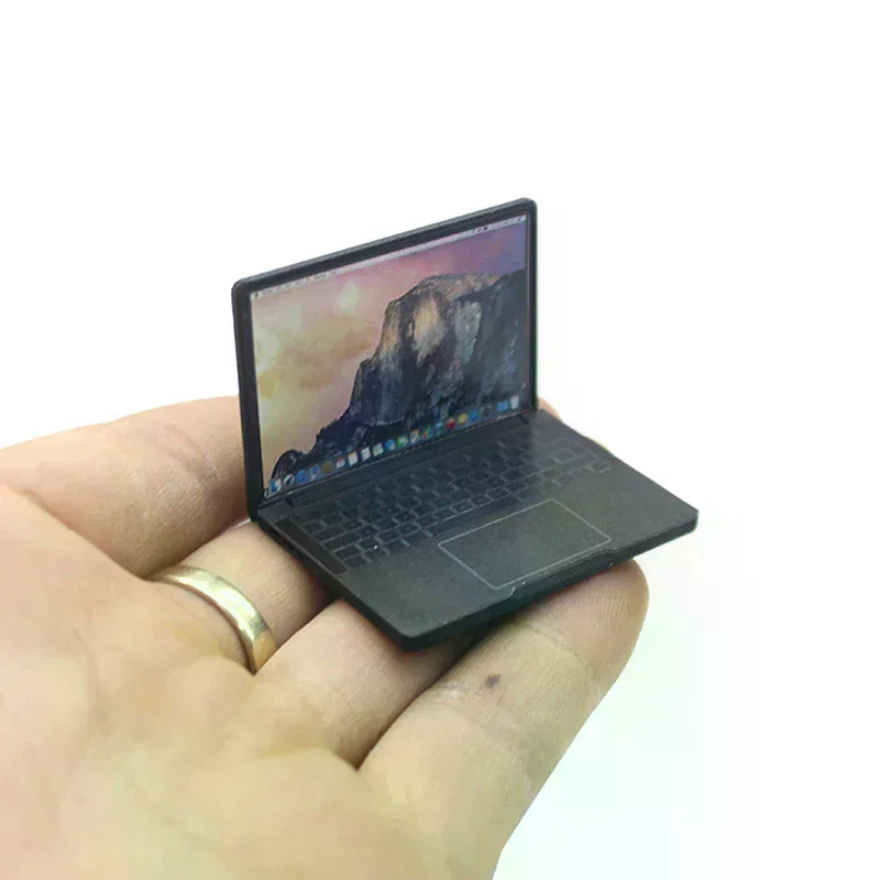 Cute Simulation 1:12 Mini Laptop Computer Dollhouse Miniature Alloy Crafts Dollhouse Decoration For Doll House DIY Accessories