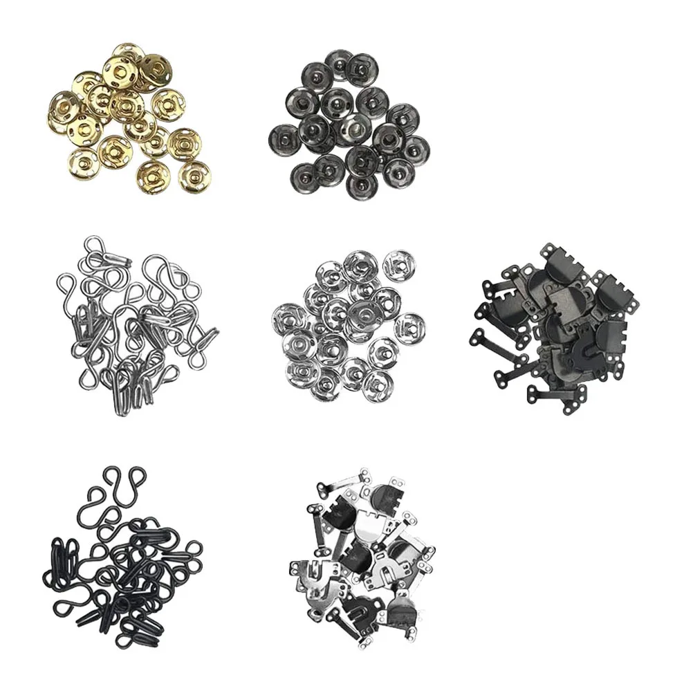 

70pcs Sewing Hooks Buckles Concealed Buttons For Clothing Repair Bra Closure Collar Pants Fasteners Durable Copper Craft