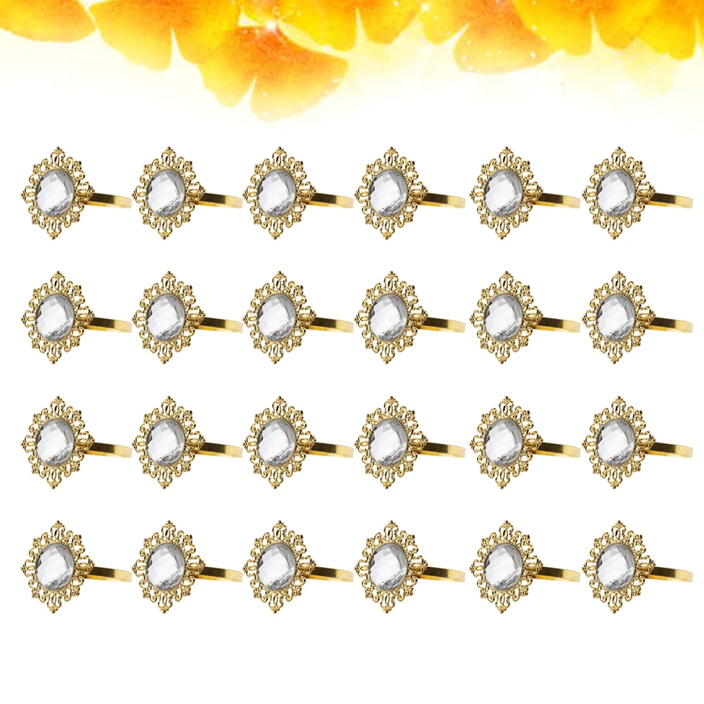 

24 Pcs Napkin Ring Napkins Rings Gold Table for Holder Towel Round Serviette Holders Metal