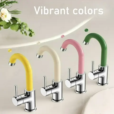 New Cream Style Basin Kitchen Faucet Multicolored White Green 360 Rotate Hot and Cold Mixer Tap Basin Faucets