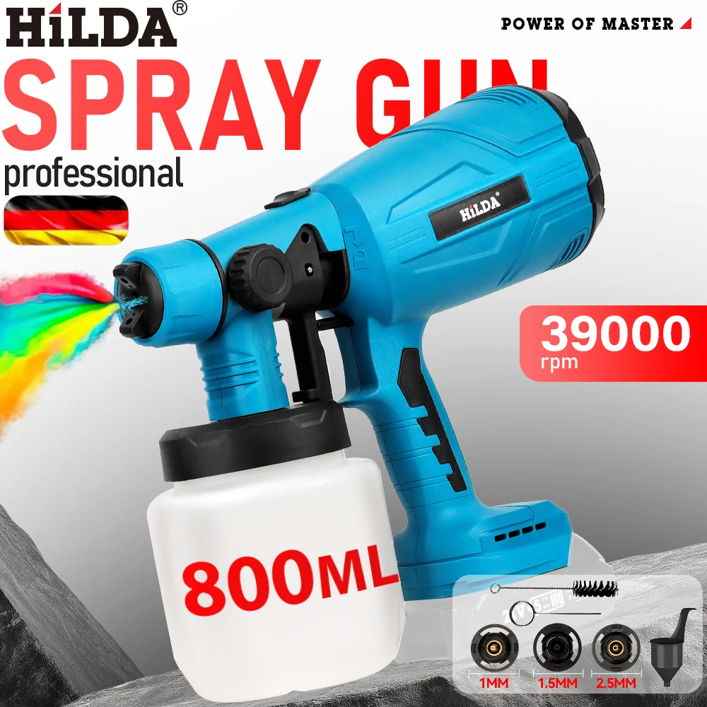 HILDA Electric Spray Gun Automatical Compatible Portable Household Paint Cordless Paint Sprayer Machine For Makita 18V Battery