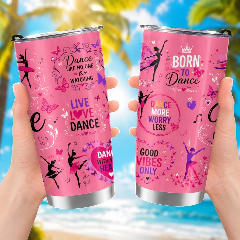 Ballet Dancer Vacuum Flasks 20oz Long Lasting Hot Cold Drinks Container Leakproof Stainless Steel Cup&Straw&Travel Gift