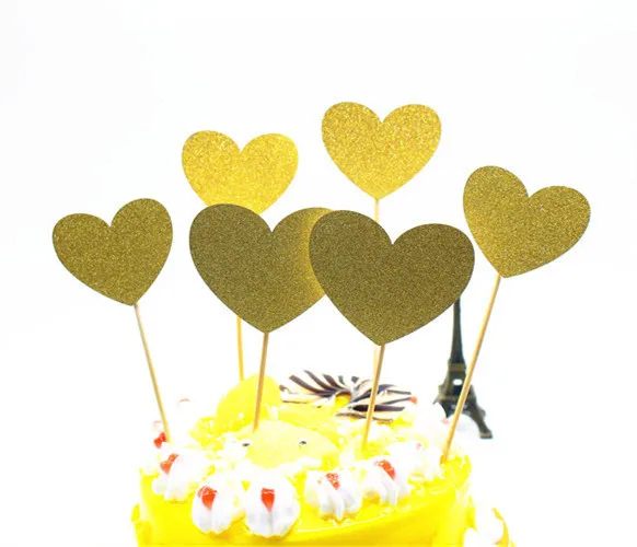 6 Pcs/lot Kreatif Cinta Jantung Kue Bendera Topper Single Tongkat Bendera Multi Warna untuk Pernikahan Pesta Ulang Tahun Kue Kue Alat
