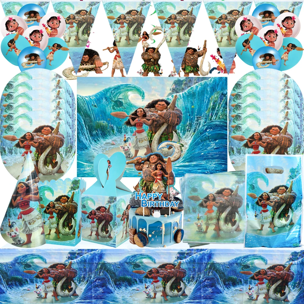 Animated Moana Theme Party Decoration Children's Favorite Birthday Set Activity Party Cup Plate Baby Shower Disposable Tableware