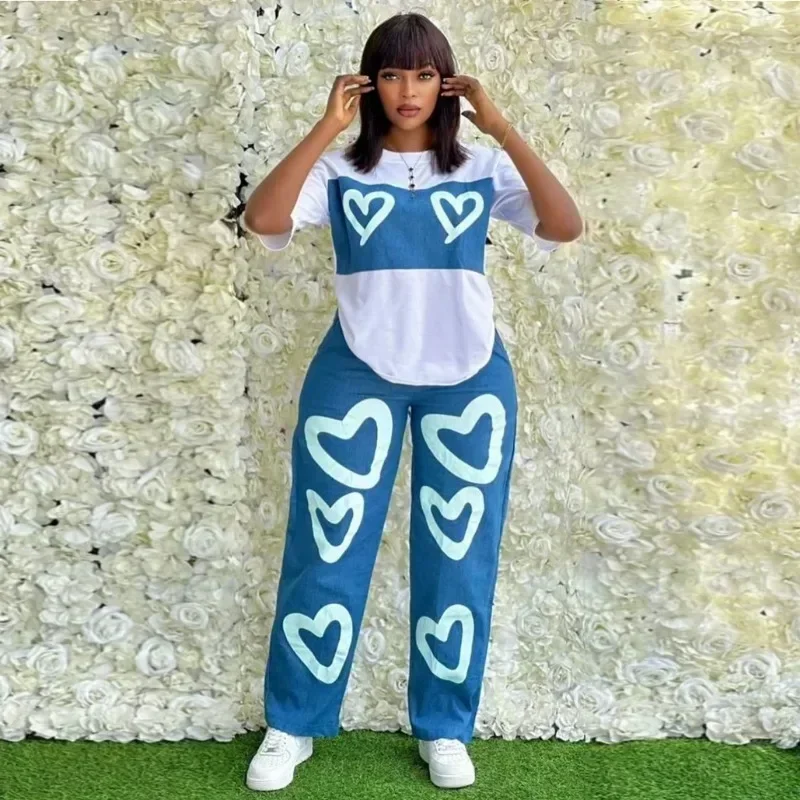 2 Piece Women Sets Dashiki African New Arrival Summer Autumn Matching Sets Two Pieces Sets Top Pants Suits Outfits Clothing