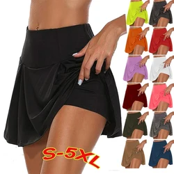 Women Fashion Double-Layer Athletic Short Skirt Fitness Yoga Short Skirt Badminton Breathable Quick Drying Skirts Ladies
