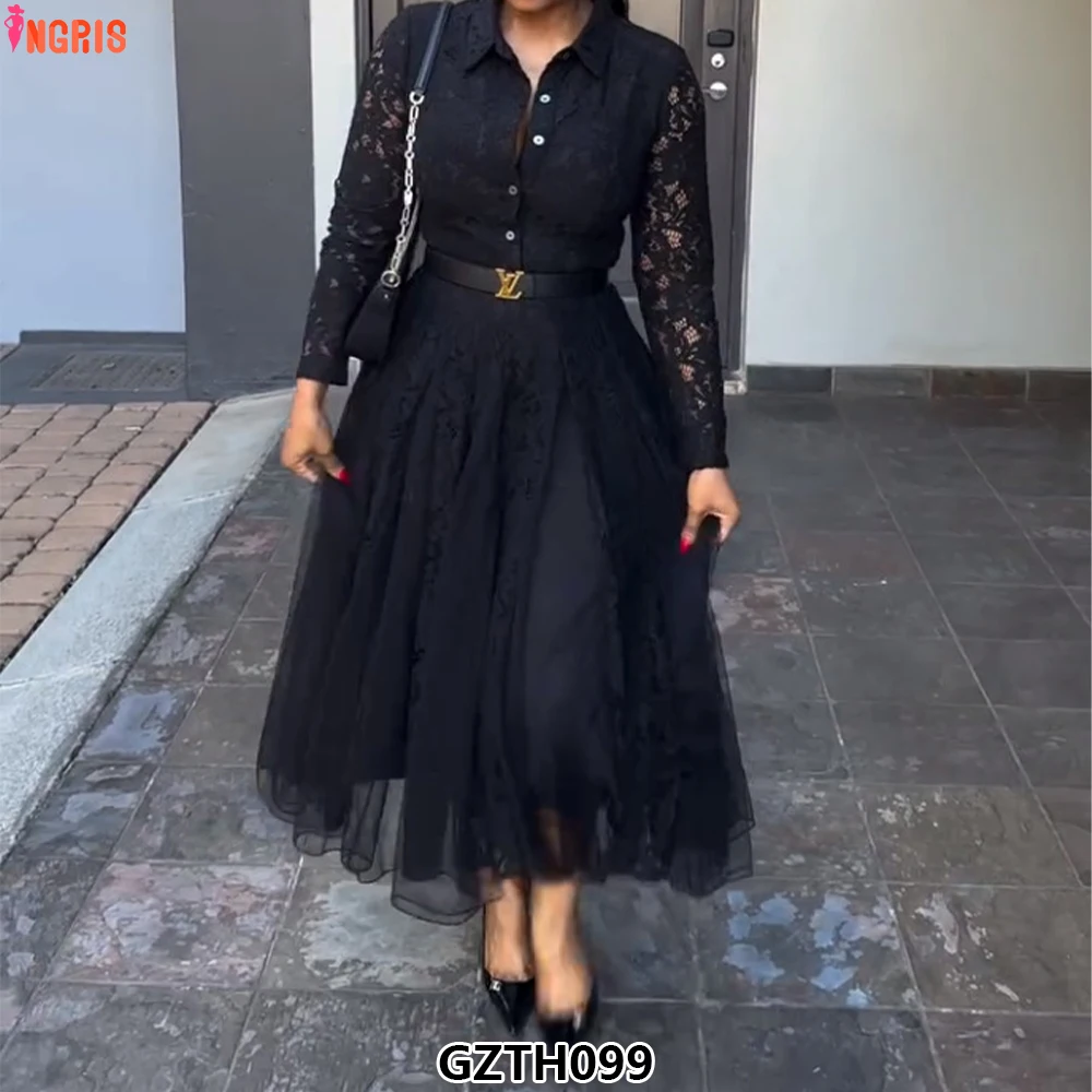 

Luxury ladies multi-layered ruffled cake skirt heavy hollow hook lace robe one size celebrity party-GZTH099