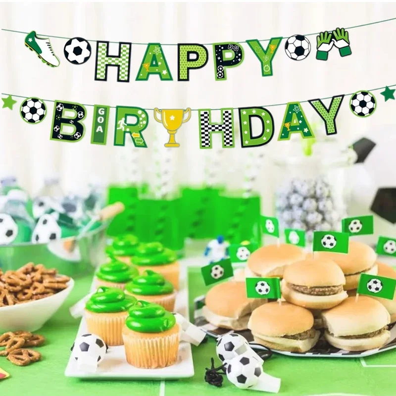 1Pc Soccer Happy Birthday Banner Garlands Kids Boy Girl Birthday Party Decoration School Football Sport Theme Decor Pull Flag