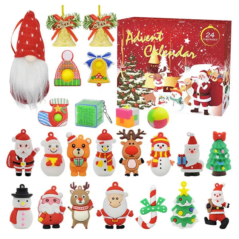 Игрушки-фиджеты на 24 дня, календарь для нового года, брелок, подвески, игрушки, сенсорная игрушка, детский рождественский подарок
