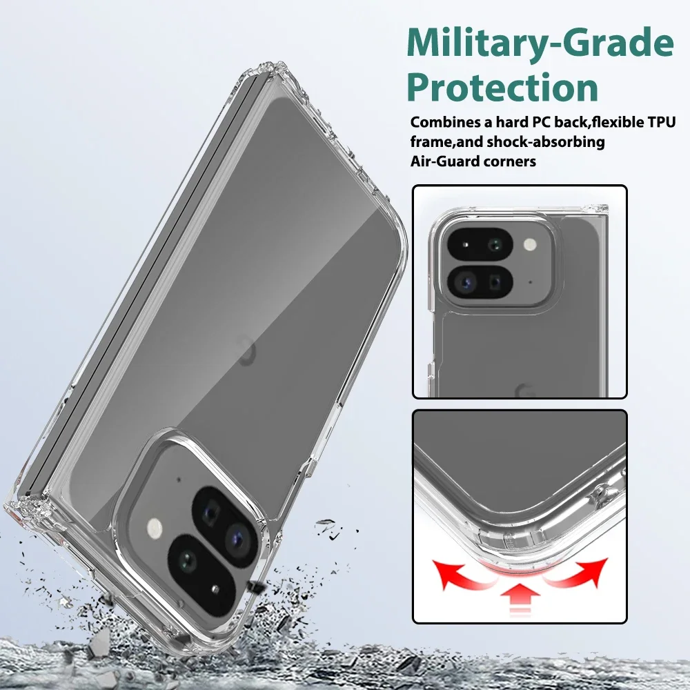 For Google Pixel 9 Pro Fold Case Front Frame Clear Back Protection Cover For Google Pixel Fold 2