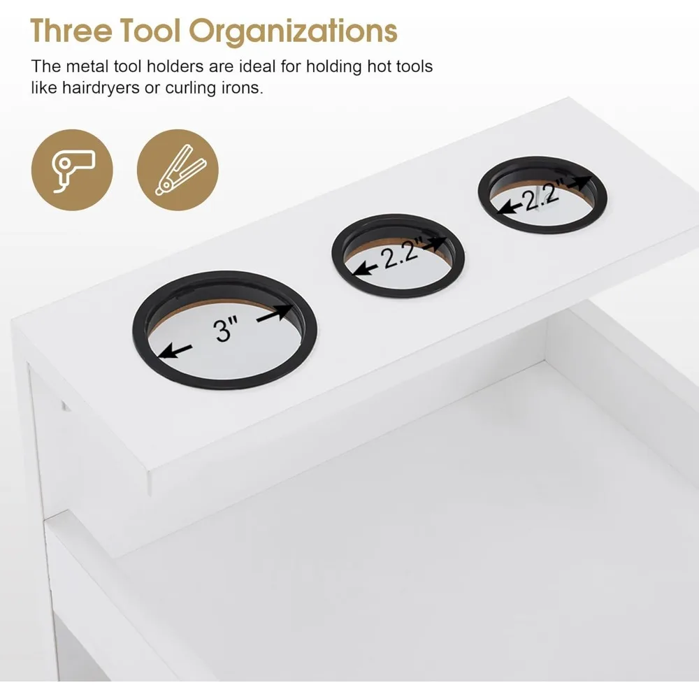 Salon Storage Rolling Trolley Cart, Barber Mobile Station for Hair Stylist with Lockable Wheels & Tool Holders, Beauty 6 Tier U