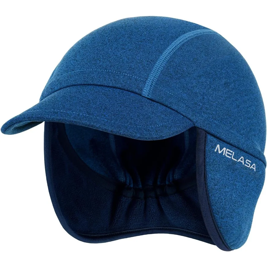 

MELASA Winter Fleece Cycling Cap Ear Warmers Skull Cap Helmet Liner with Sun Visor Bike Hat Running Beanie for Men Women