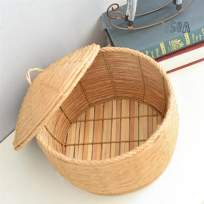 

Y50A-Desktop Rattan Storage Basket Hand-Woven Toy Storage Basket Household Straw Basket