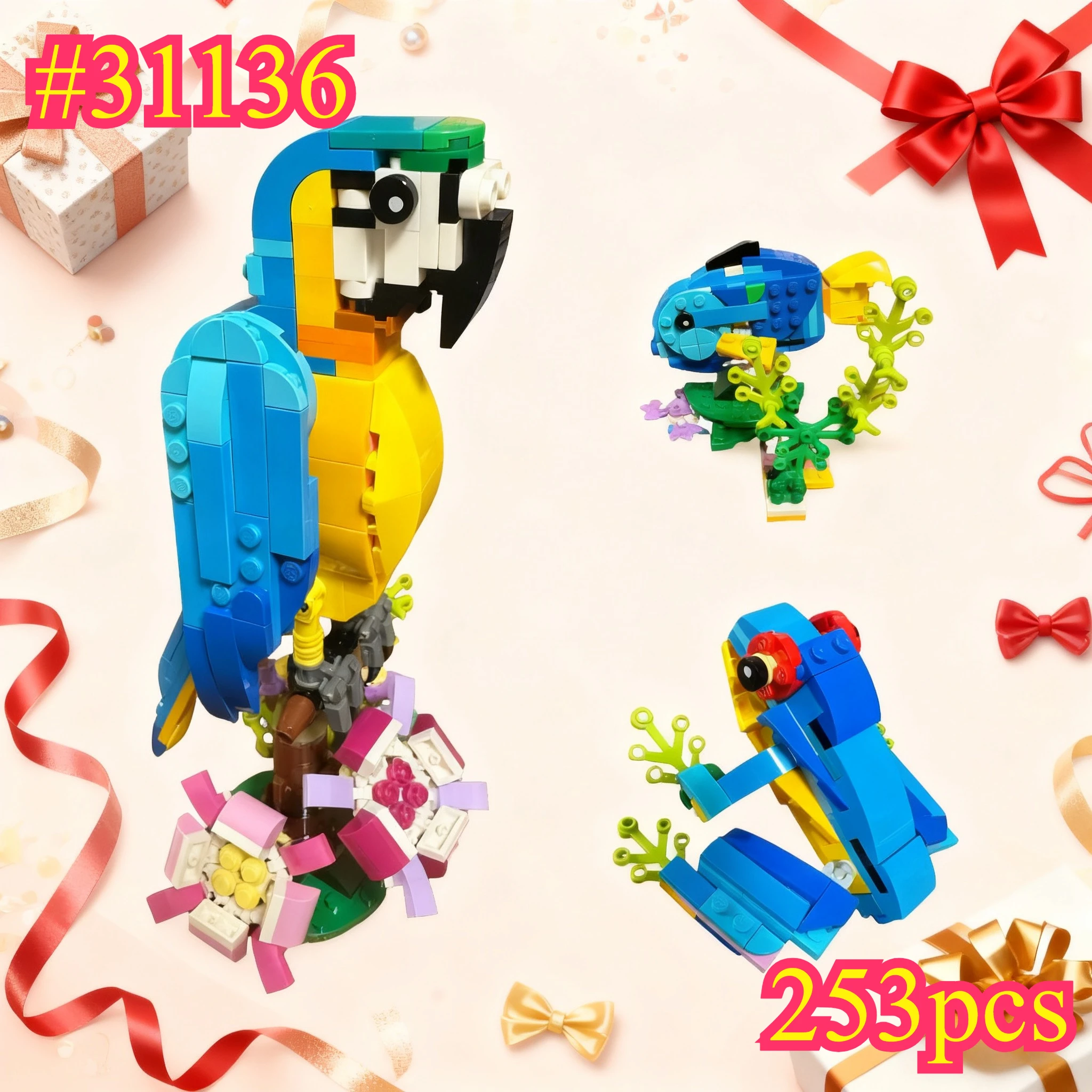 

Наборы строительных блоков 3-в-1 31136, лягушка и рыба, совместимые с частицами Legoed, подходят для рождественских подарков, 253 шт.