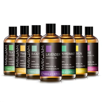 100ml 라벤더 에센셜 오일 순수 천연 에센셜 오일 도움 수면 릴랙싱 디퓨저 아로마 오일 로즈 베르가못 일랑 일랑