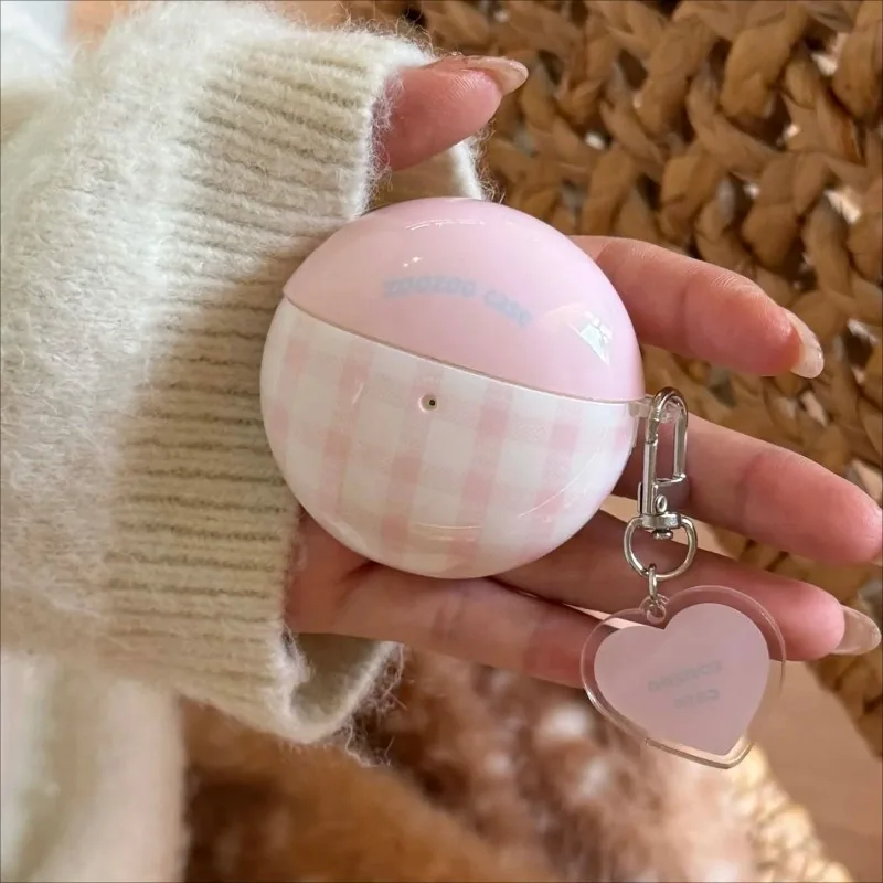 

For Huawei FreeBuds FreeClip 2 5i 6i 7i SE2/SE3 Ins Pink Lattice with Pendant Earphone Case Wireless Bluetooth Charging Box