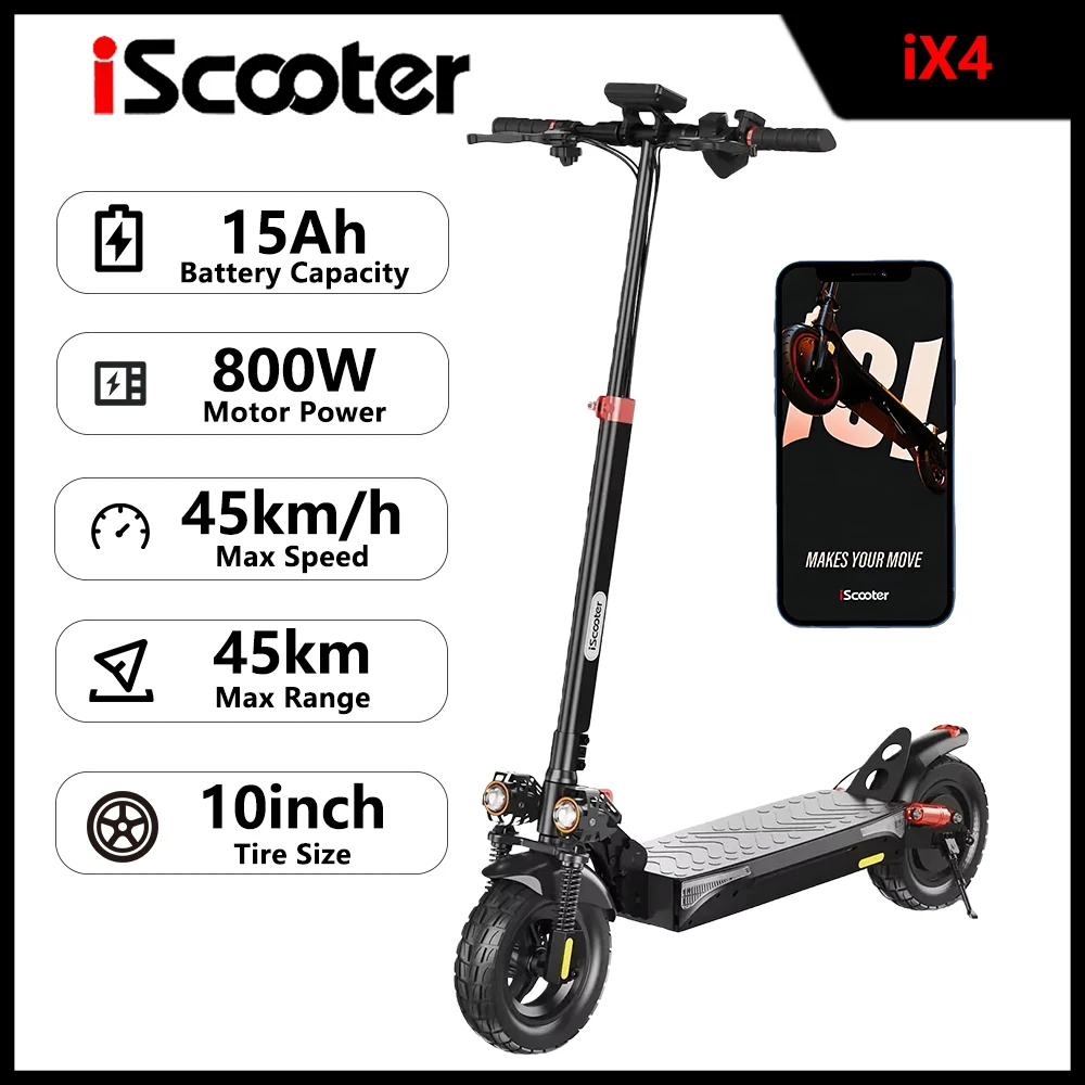 Trottinette électrique iX4 pour adultes, 48V 15Ah 800W, pliable, pneus tout-terrain 10 pouces, vitesse 45 km/h