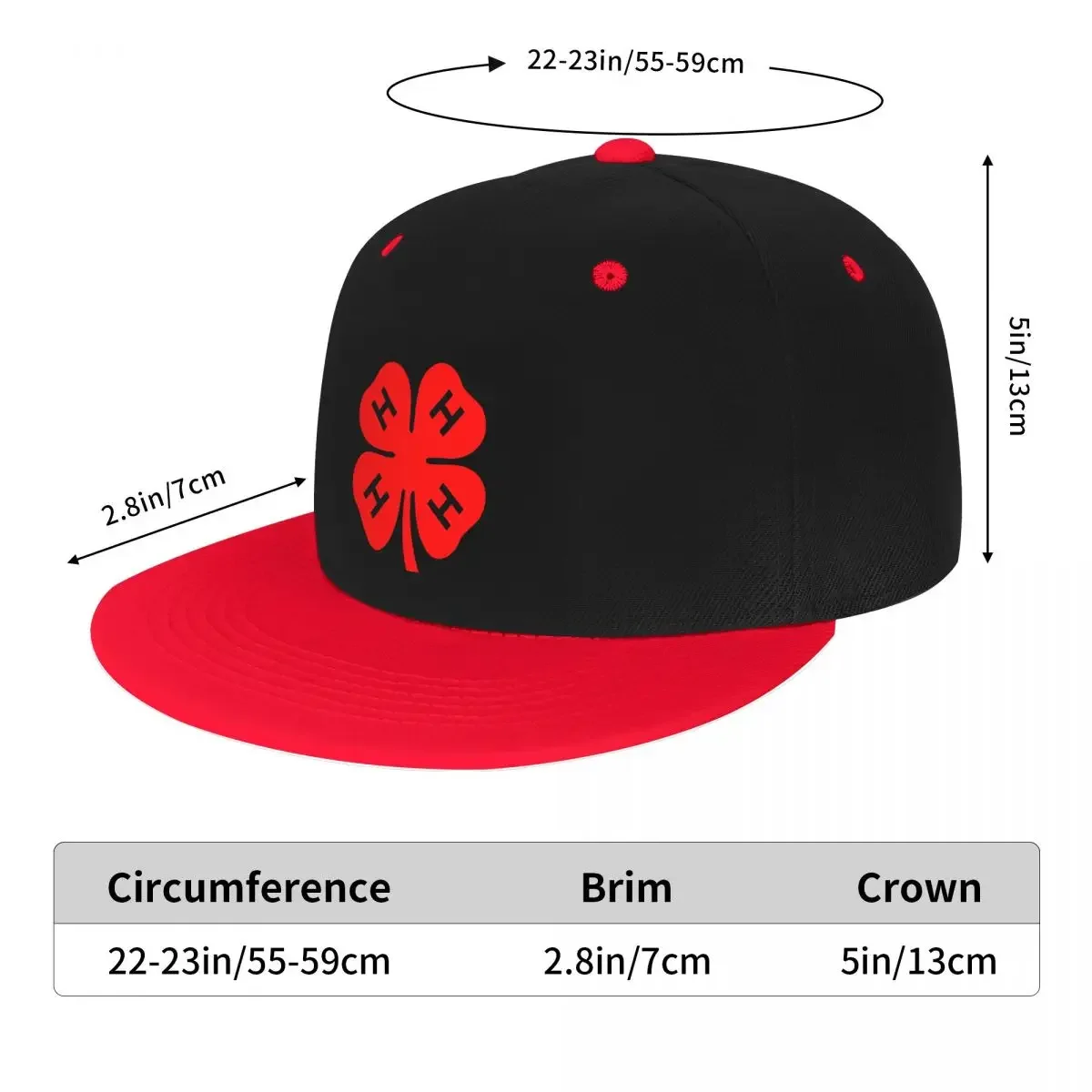 Fashion Red 4H Four Leaf Clover Hip Hop Baseball Caps Women Men Adjustable Dad Hat Snapback