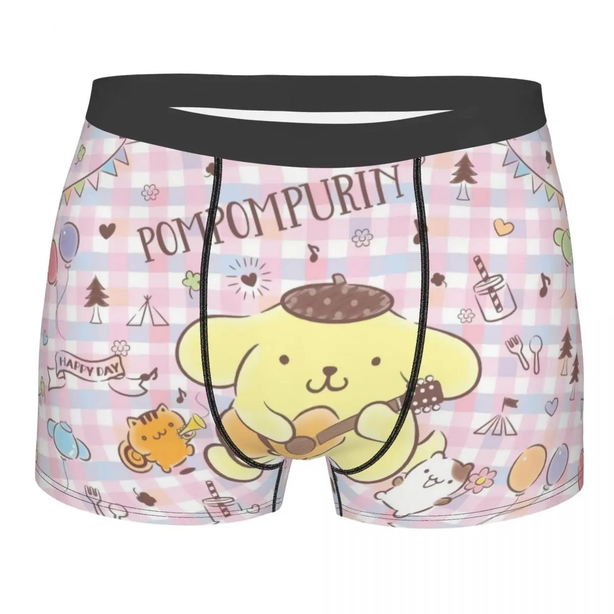 Custom Pompompurin Sanrio Cartoon Boxer Shorts For Men 3D Printed Underwear Panties Briefs Stretch Underpants