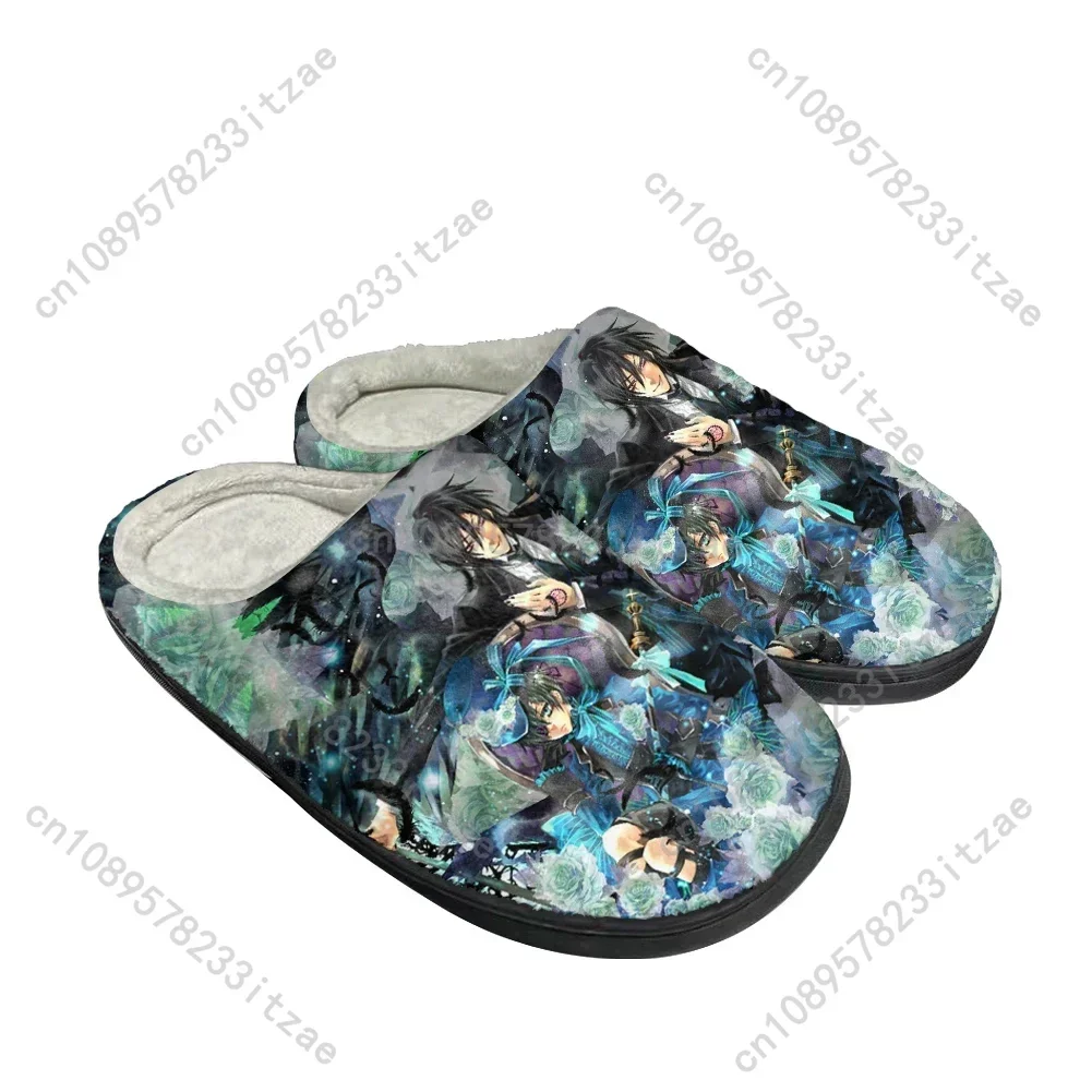 

Cartoon Fashion Cotton Custom Slippers Mens Women Teenager Plush Casual Keep Warm Shoes Thermal Black Butler Comfortable Slipper