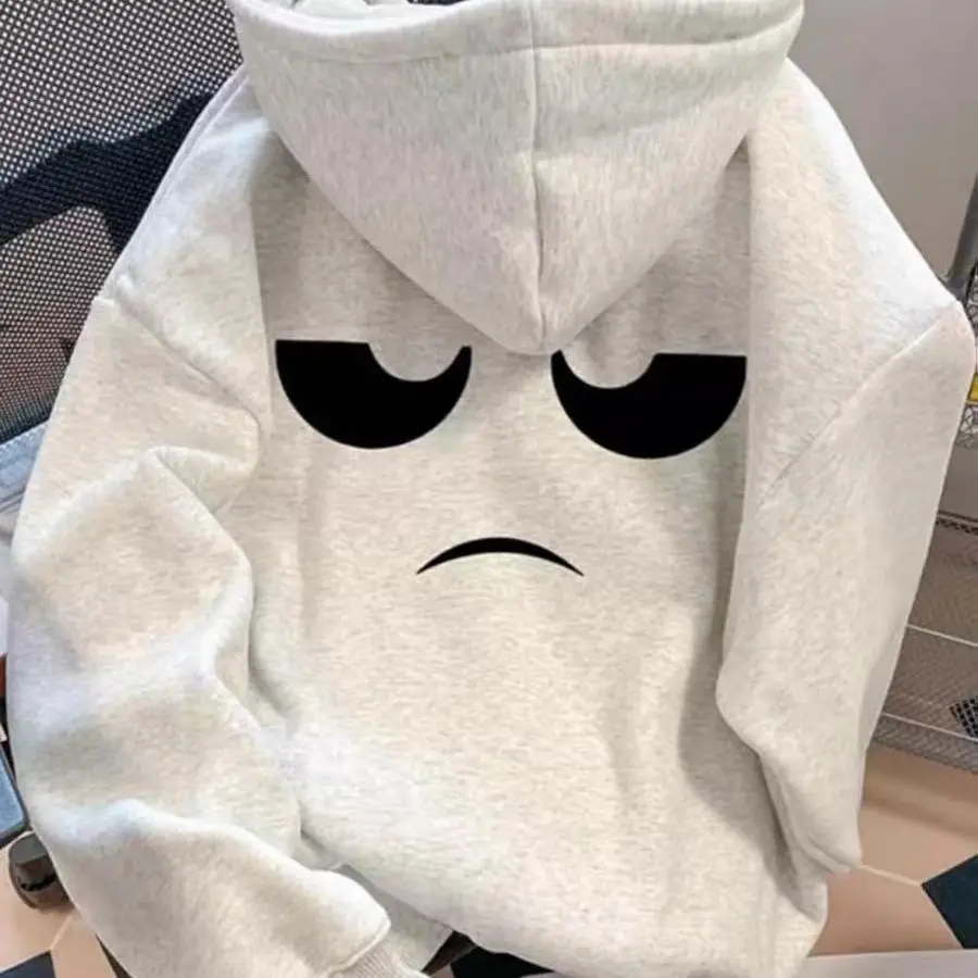 

Толстовка большого размера с принтом «Карикатура любых эмоций» (Thiened Fce), теплая, комфортная, из хлопка, для осени и зимы