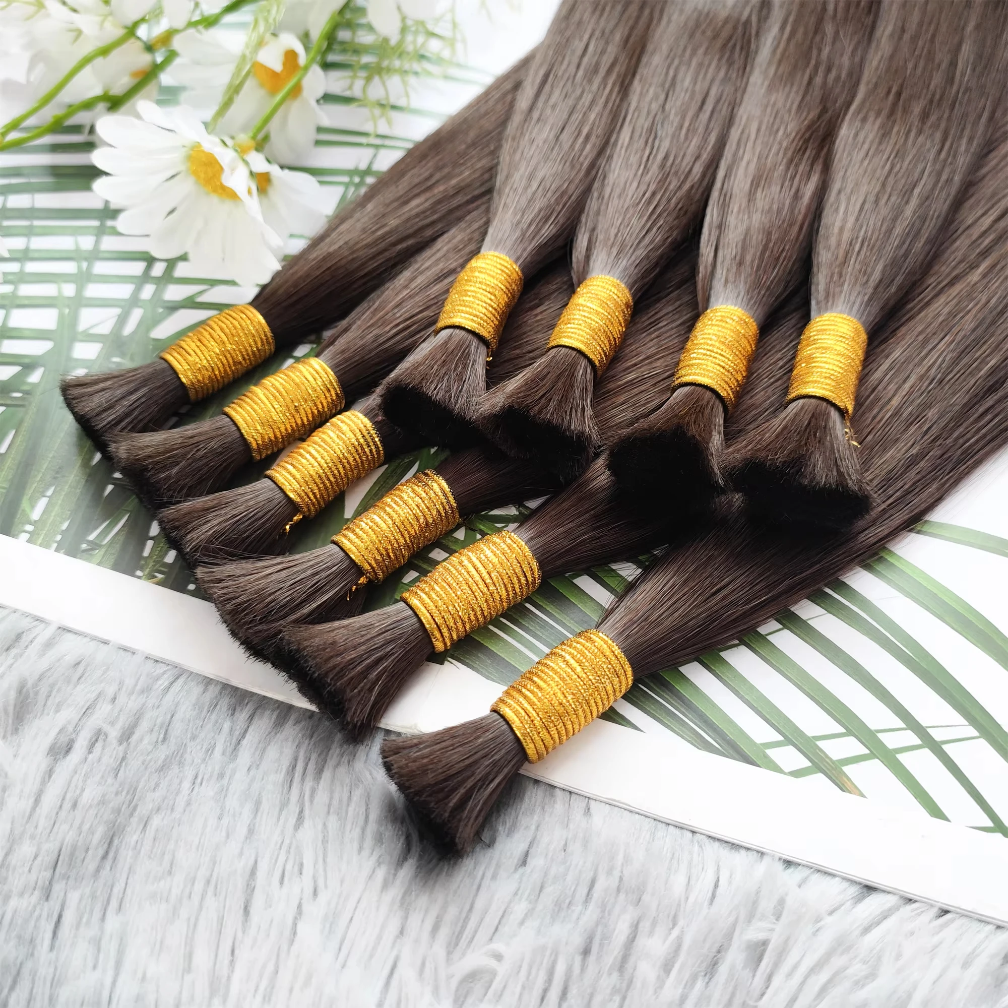 

Bulk Hair 100% Human Hair No Weft 50g/100g 12-26 Inches Random Lengths Colors 1B/2/4/613 Remy Hair Bundles Extensions