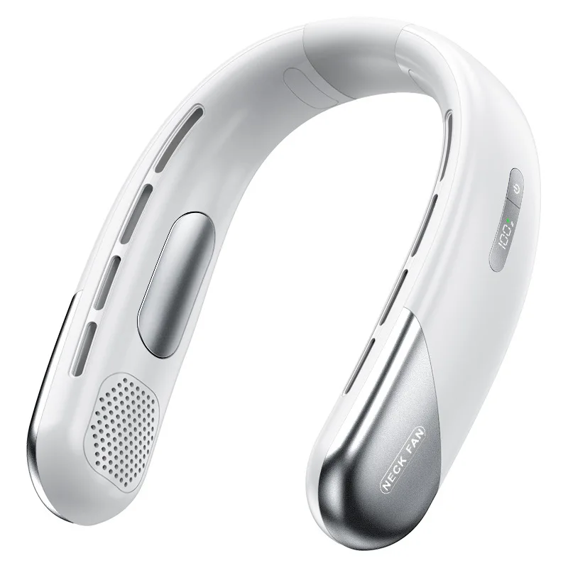 2025 Новый трансграничный подвесной шейный вентилятор без листьев с USB, мини-портативный зарядный дисплей, уличный охлаждающий вентилятор