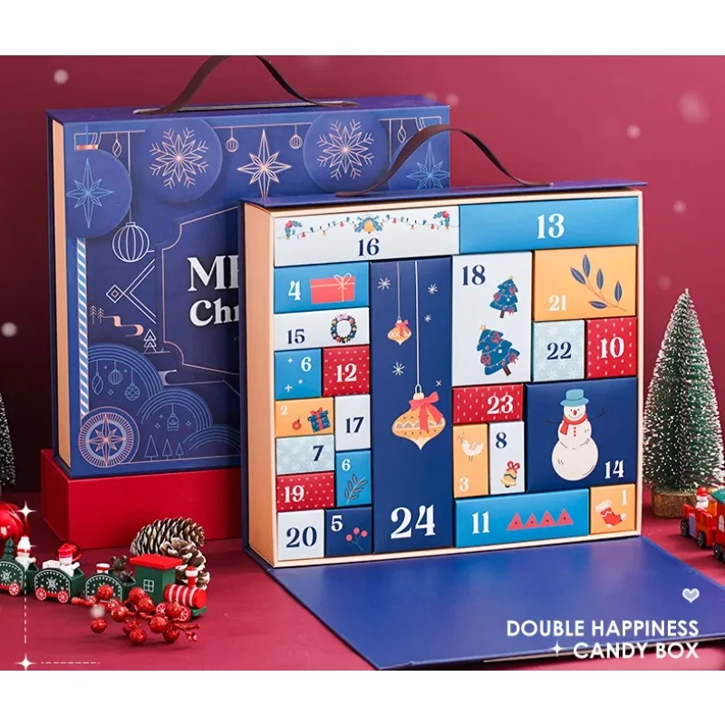 2025.Christmas Packaging Gift Box Luxury Custom Lipstick Storage Make up Cosmetics Advent Calendar Box With Logo