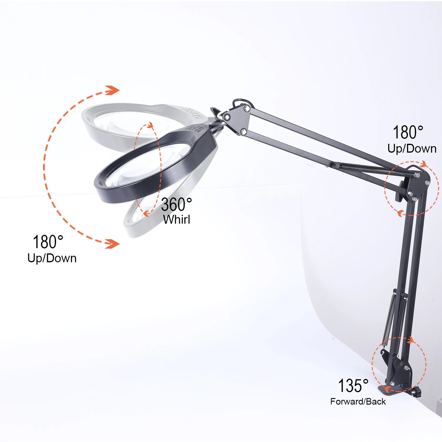 

Clamp-on Table Lamp 10x Magnifier Glass Swing Arm Dimmable Illuminated Magnifier Dust Cover LED Desk Light Repair Tools