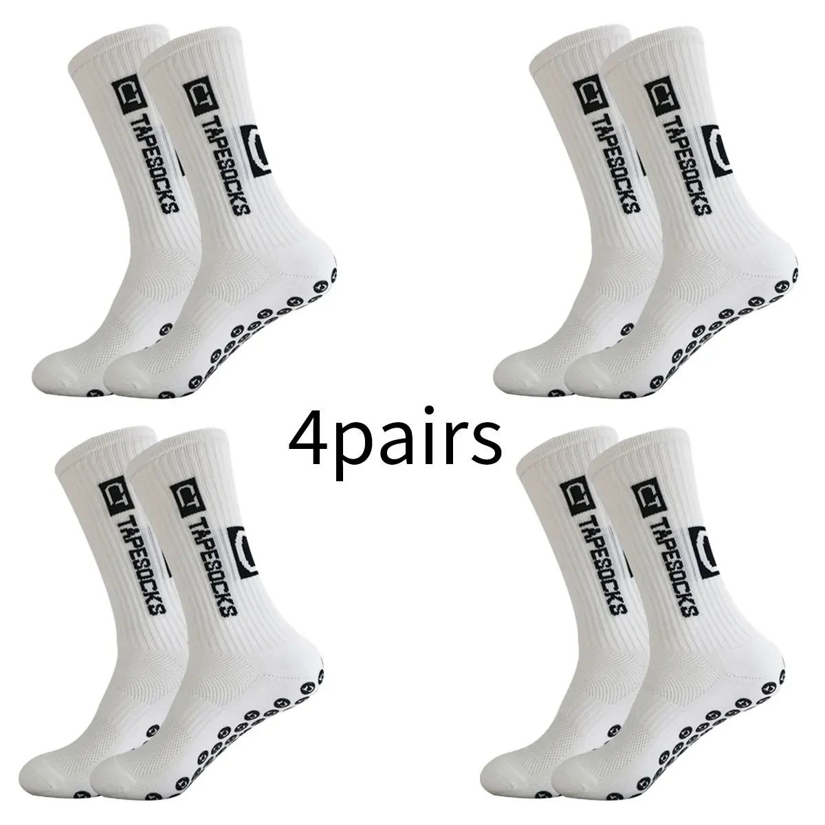 4 pairs of 2025 new anti slip tape design for soccer socks, mid calf anti slip soccer sports bike